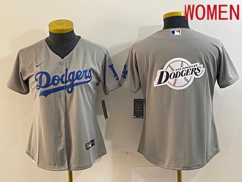 Women Los Angeles Dodgers Blank Grey Nike Game MLB Jersey style 6